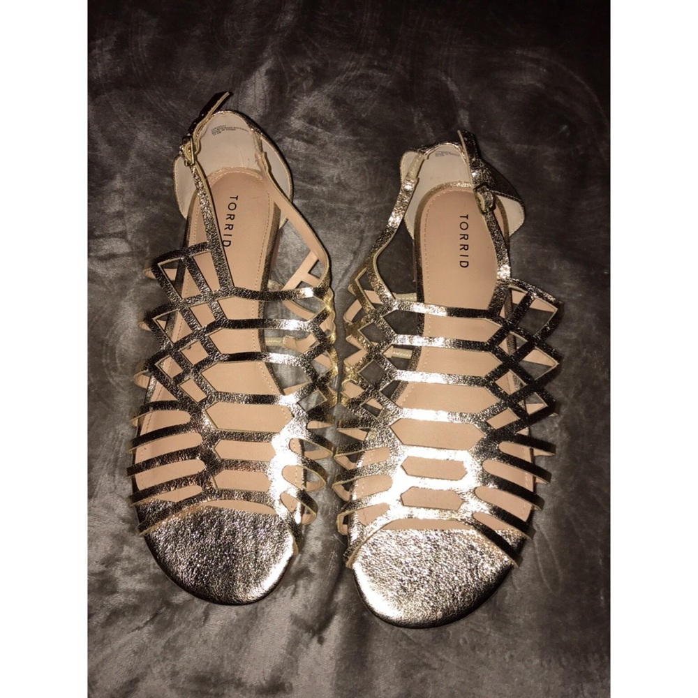 Torrid metallic gold cage gladiator sandals